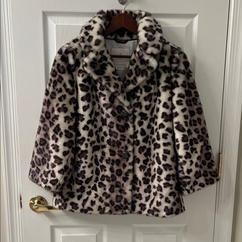 Kate Spade Faux Fur Coat with Animal Print